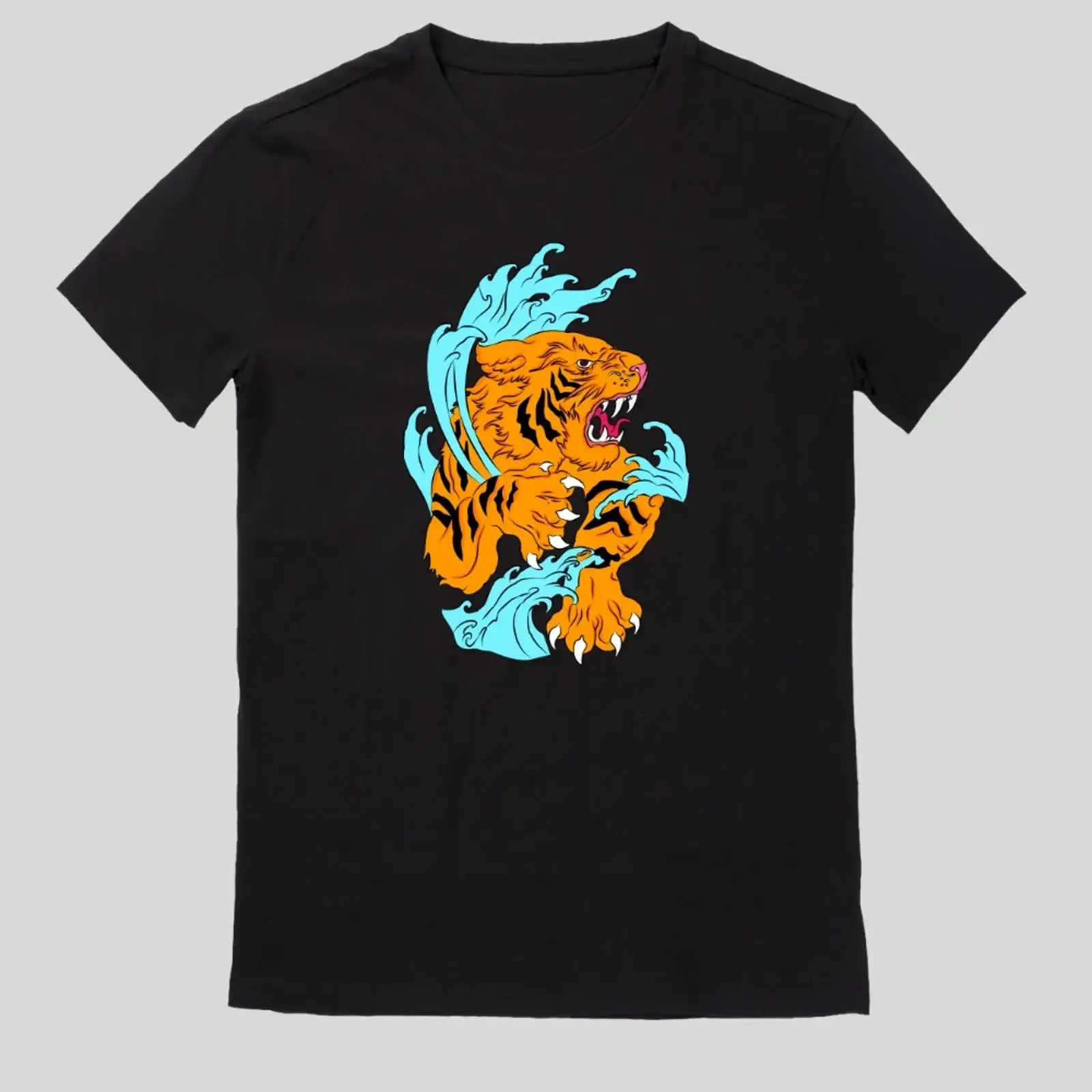 Tiger Kopf Farbkleckse T Shirt Fun Spaß Sprüche Lustig Cartoon Größe XS bis 5XL vintage Washed Soft Stylish Breathable