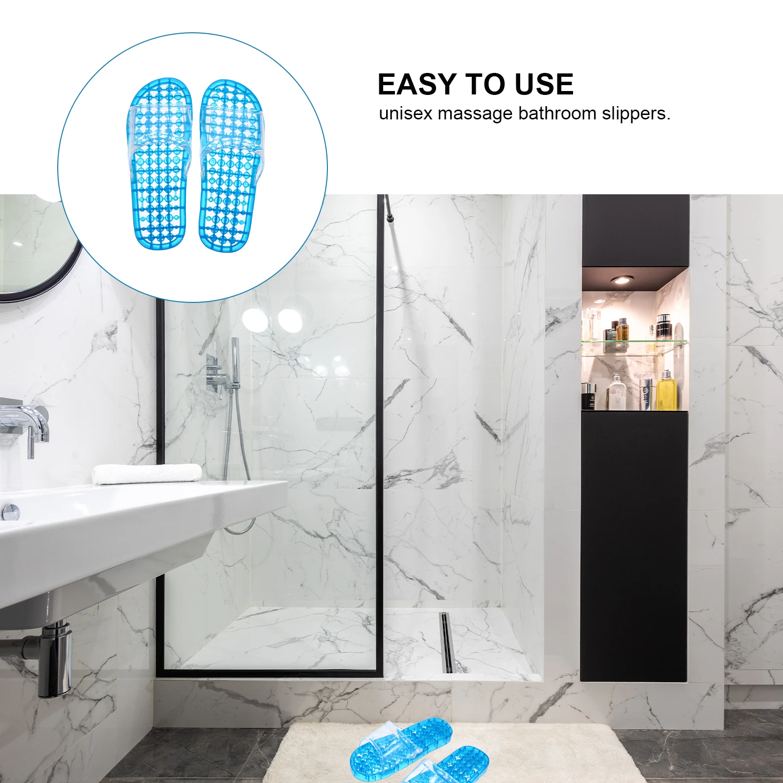 

Massage Slippers Lightweight PVC Quick Drying Hollowed Out Skid Resistance Breathable Unisex Bathroom Indoor Massaging