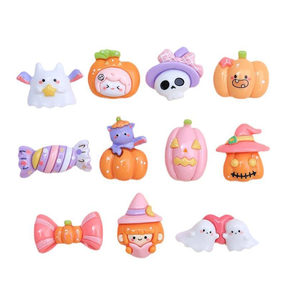 Cabujones de resina de dibujos animados para Halloween, accesorios de decoración para manualidades, horquilla, álbum de recortes, 10 piezas, brillante, 2024