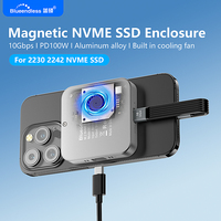 Blueendless Magnetic M2 2230 2242 NVMe SSD Enclosure with cooling fan 100W PD charging Type C NVMe PCIE ssd case for  Iphone Mac