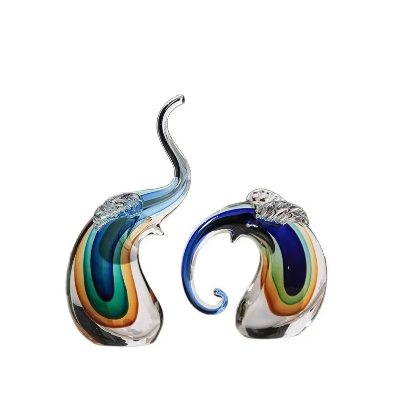 

High-end art glazed elephant ornament, light luxury abstract modern living room model room entrance desktop TV cabinet study