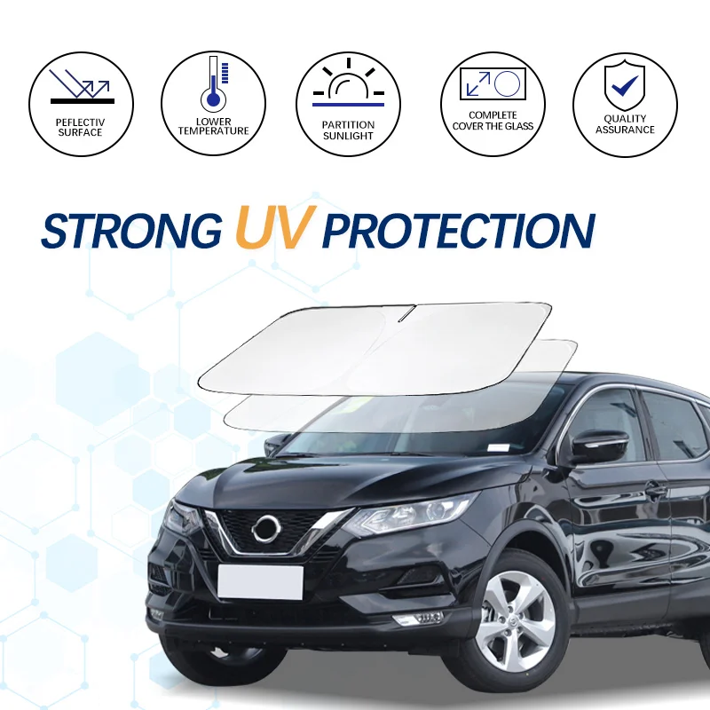 Windshield Sun Shade for Nissan Qashqai J10 J11 J12 2006-2021 2022 2023 Sunshade Sun Visor Protector Foldable Blocks UV Rays