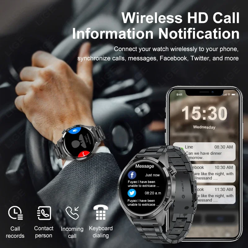 2024 dla Xiaomi Smart Watch Men kompas z ekranem HD do monitora cukru we krwi NFC zegarki Bluetooth Call IP68 wodoodporna GPS Smartwatch