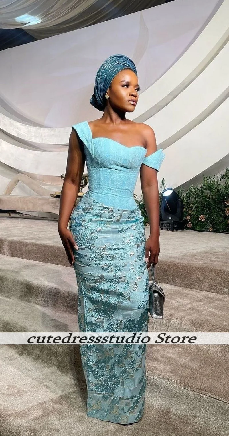 African Aso Ebi Mint Green Mermaid Evening Dresses For Women Luxury Beaded Sequin Wedding Party Dress Long Prom Gowns Customized