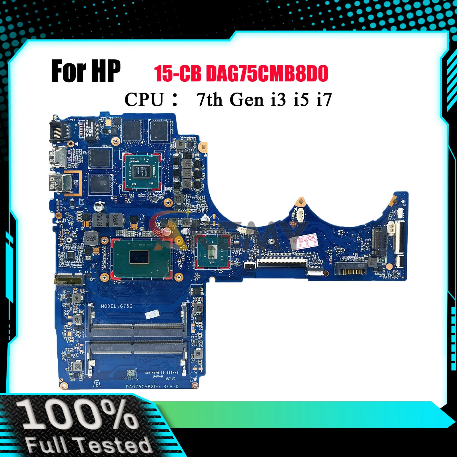 DAG75CMB8D0 Laptop Motherboard For HP Pavilion 15-CB With i5 i7 CPU RX550 2GB GPU 926309-601 100% Fully Tested