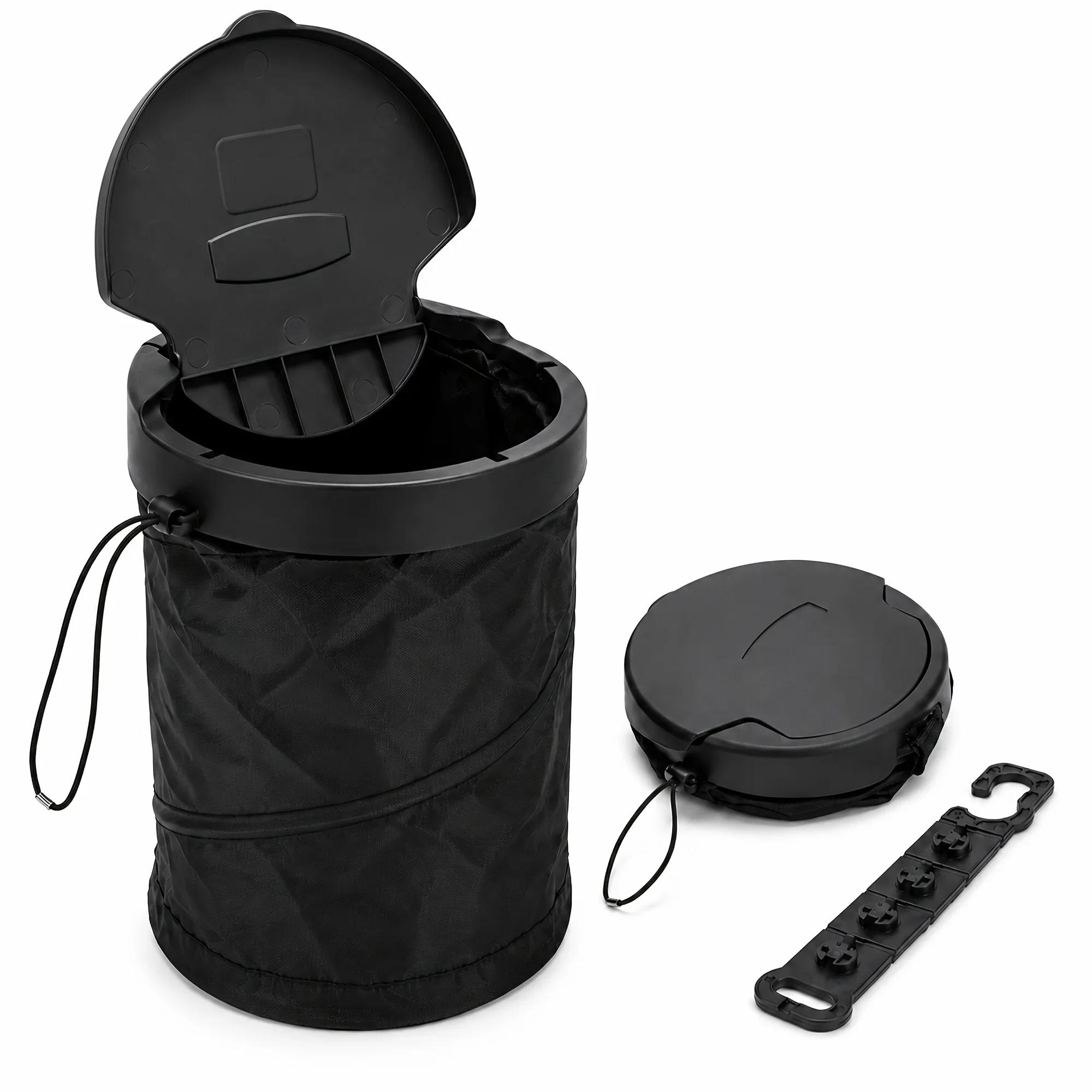 Portable Car Garbage Bin with Lid, Collapsible Waste Container with Adjustable Air Vent Hook for Vehicle Use