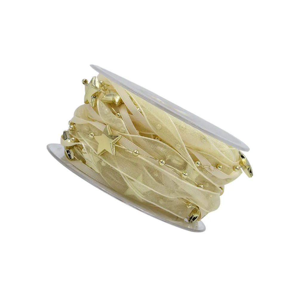 

Christmas Ribbon for Wrapping Presents Wired Gift Friends Tree Ribbons Garland Beads Flower Bouquet