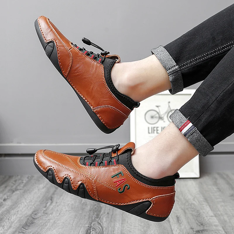 Genuine Leather Octopus bean shoes For Men Fashion Flats Shoes walking sports loafer breathable outdoor Men\'s driving shoes