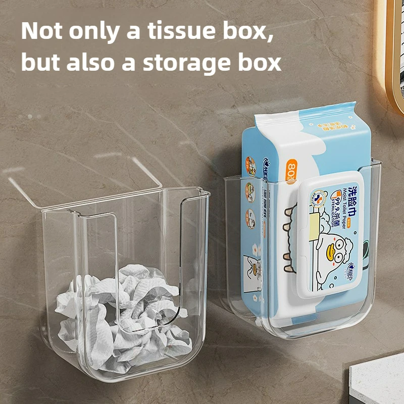 Wall Mounted Toilet Paper Box Suction Cup Wet Paper Towel Storage Boxes No Punching Bathroom Wet Towels Holder Paper Dispenser