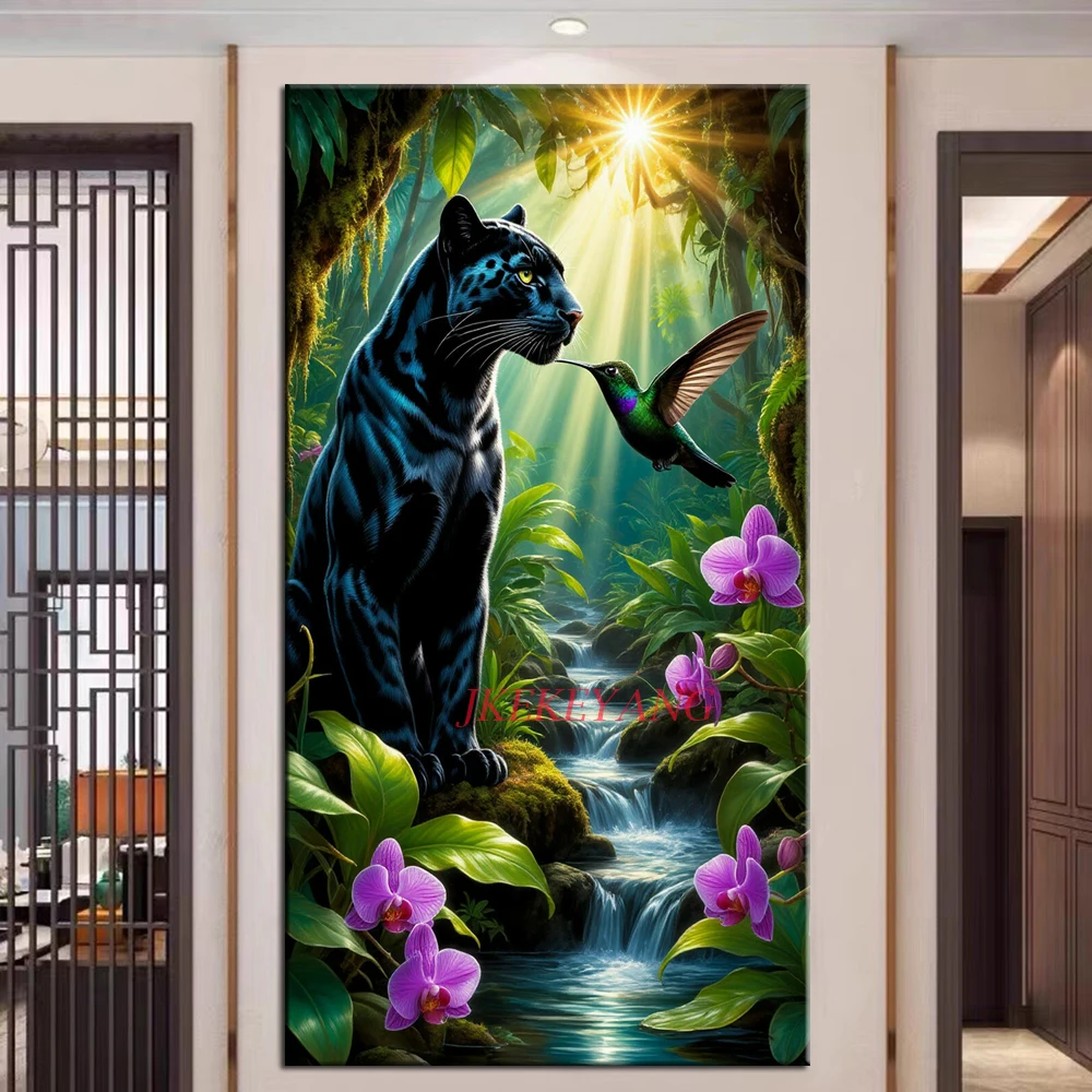 

Черная пантера Колибри и цветы DIY Алмазная картина Набор для вышивки крестом Полный дрель Алмазная мозаика Новая коллекция Домашний декор