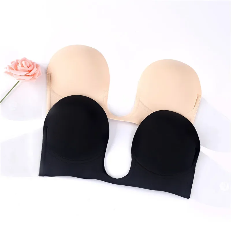 Silicone Sticky Invisible Backless Bra Strapless Push Up Bralette Seamless U shape Adhesive Bars Nipple Cover Underwear