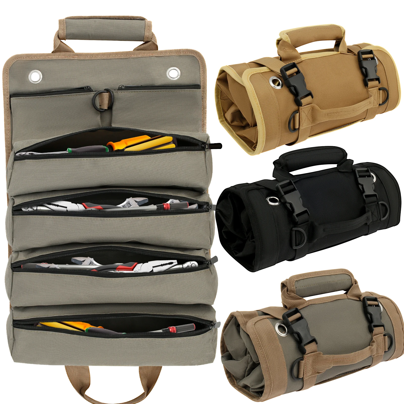 

Tool Bag Multi-Purpose Roll Up Tool Organizer Bag Multi Pocket Hardware Tools Pouch Portable Tool Roll for Mechanic,Electrician