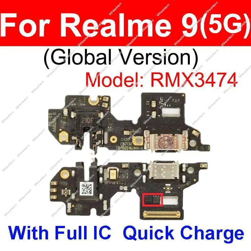 For Realme 9 9i 9 Pro Plus 9Pro+ 4G 5G USB Charger Board Dock Connector USB Charging Jack Port Small Board Parts