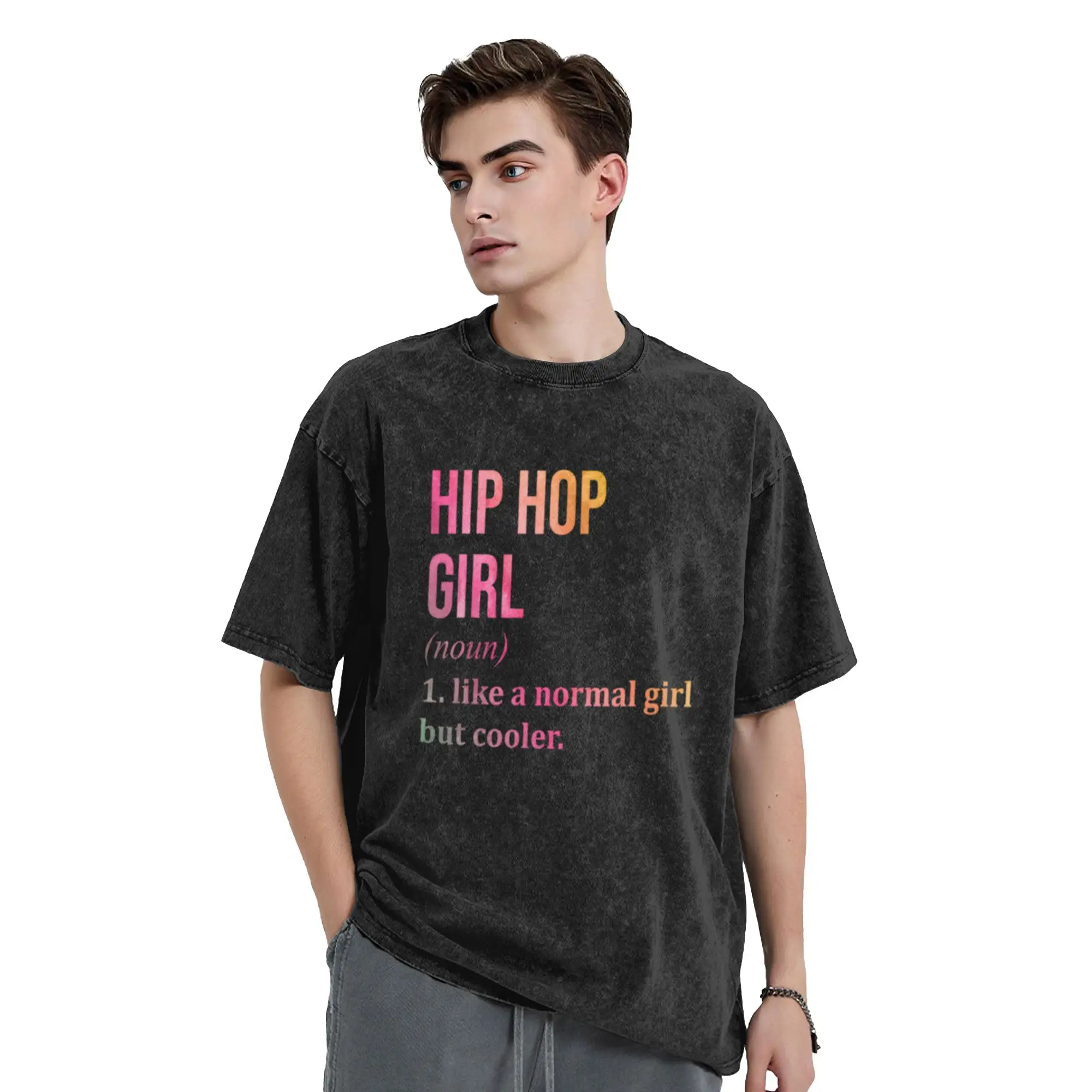 Hip Hop Girl Definition Hip Hop in Watercolor Unique Stylish A Washed T Shirt Men's Women's Oversized Cotton Tees Tops