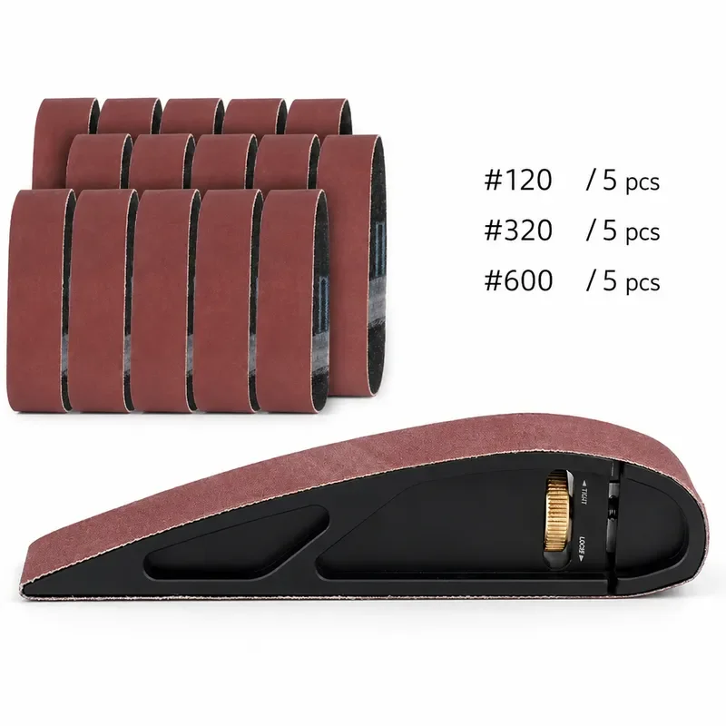 Curved Sanding Block with 15 Sanding Belts Woodworking Tools Hand Sandpaper Holder for Furniture Detailing Polishing Grinding