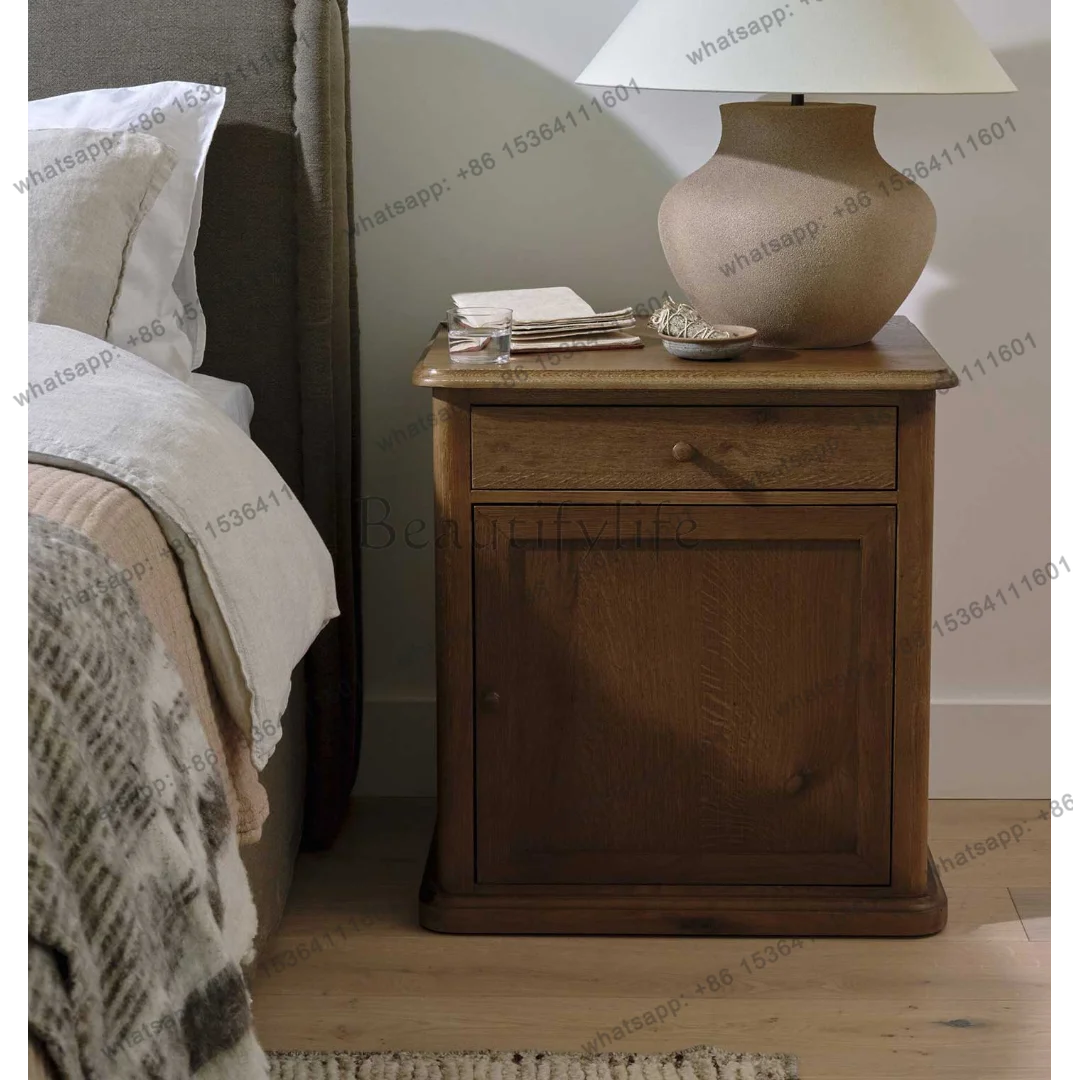 

Nordic simple solid wood bedside table Modern light luxury bedroom storage bedside table