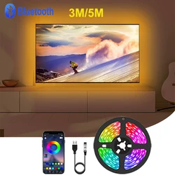 USB Bluetooth RGB LED Strip Lights For TV Backlight Dimmable RGB LED Tape Smart Bluetooth Control 5V RGB LED Lights Strip