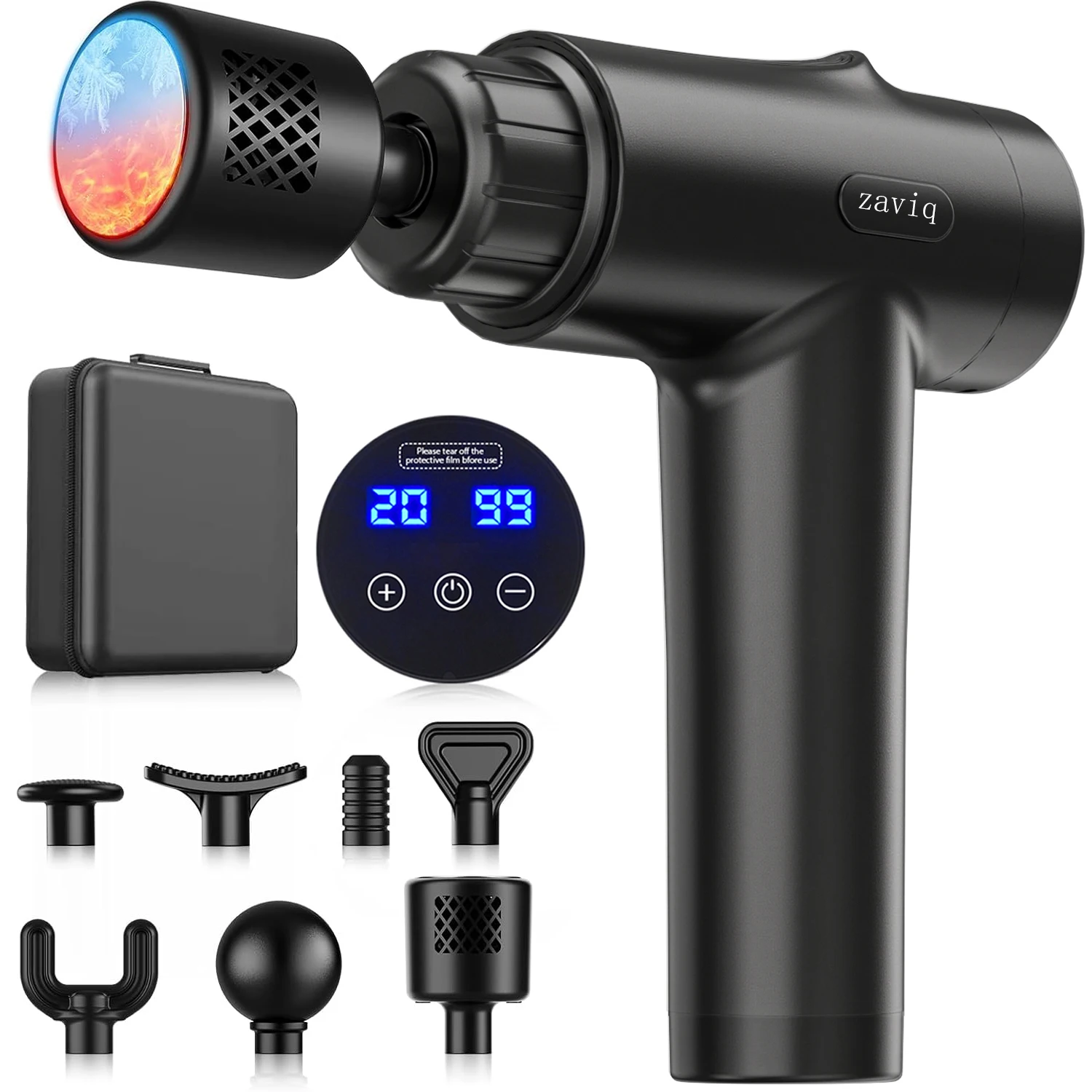 Hot and Cold Fascia Gun, Deep Tissue Massage Gun, Muscle Percussion Massager, 7 Silent Massage Heads, Comes with Storage Box, Perfect for Home/Office/Gym Relaxation, Great Gift for Christmas, Thanksgiving, Father's Day, for Male and Female Family Members