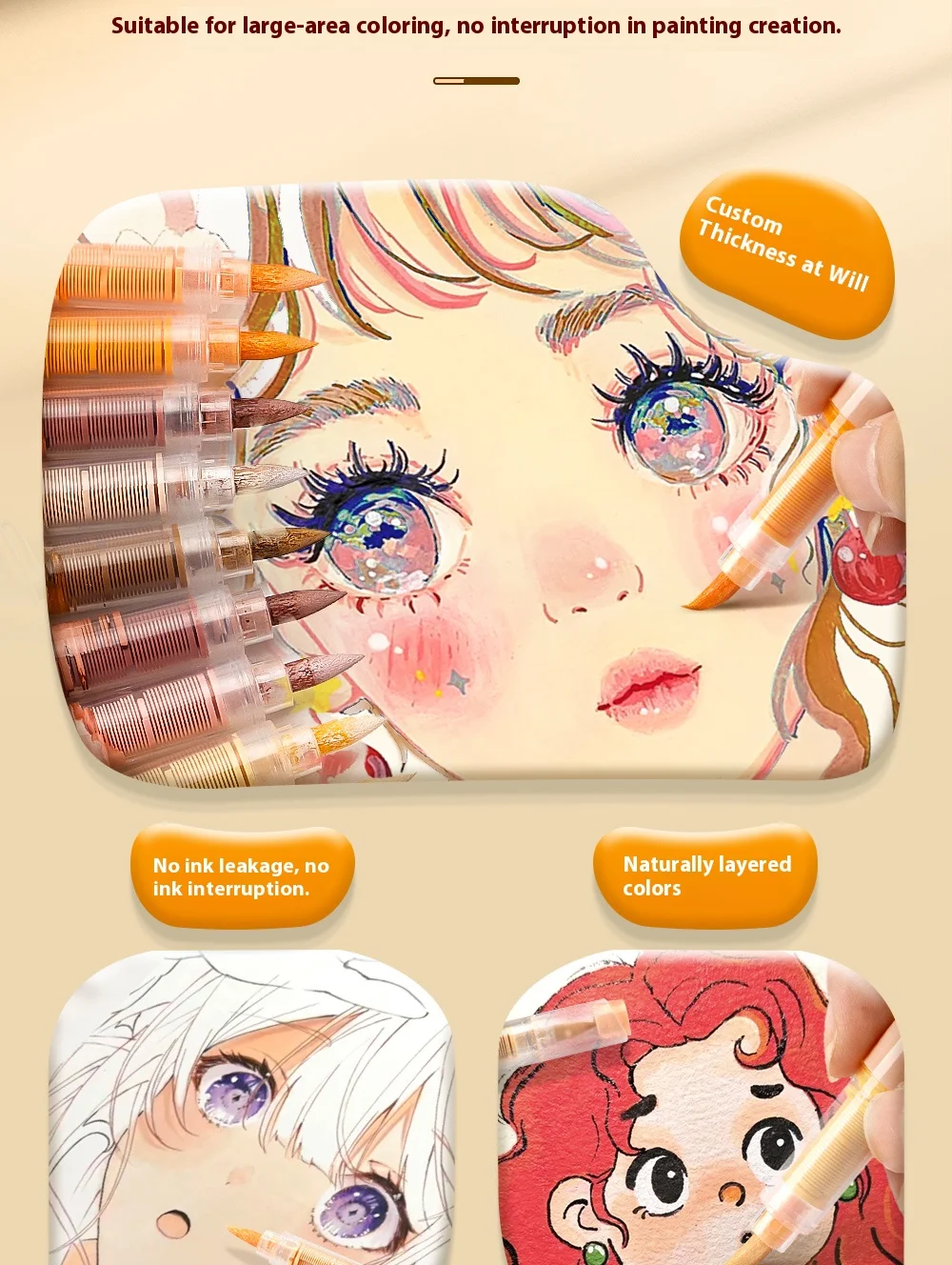 12-Farben-Acryl-Marker, braune Serie, schnell trocknend, für Anime, Manga, Charakter, Zeichnen, Färben, tägliche Malerei, DIY-Kunstbedarf – Detail 5