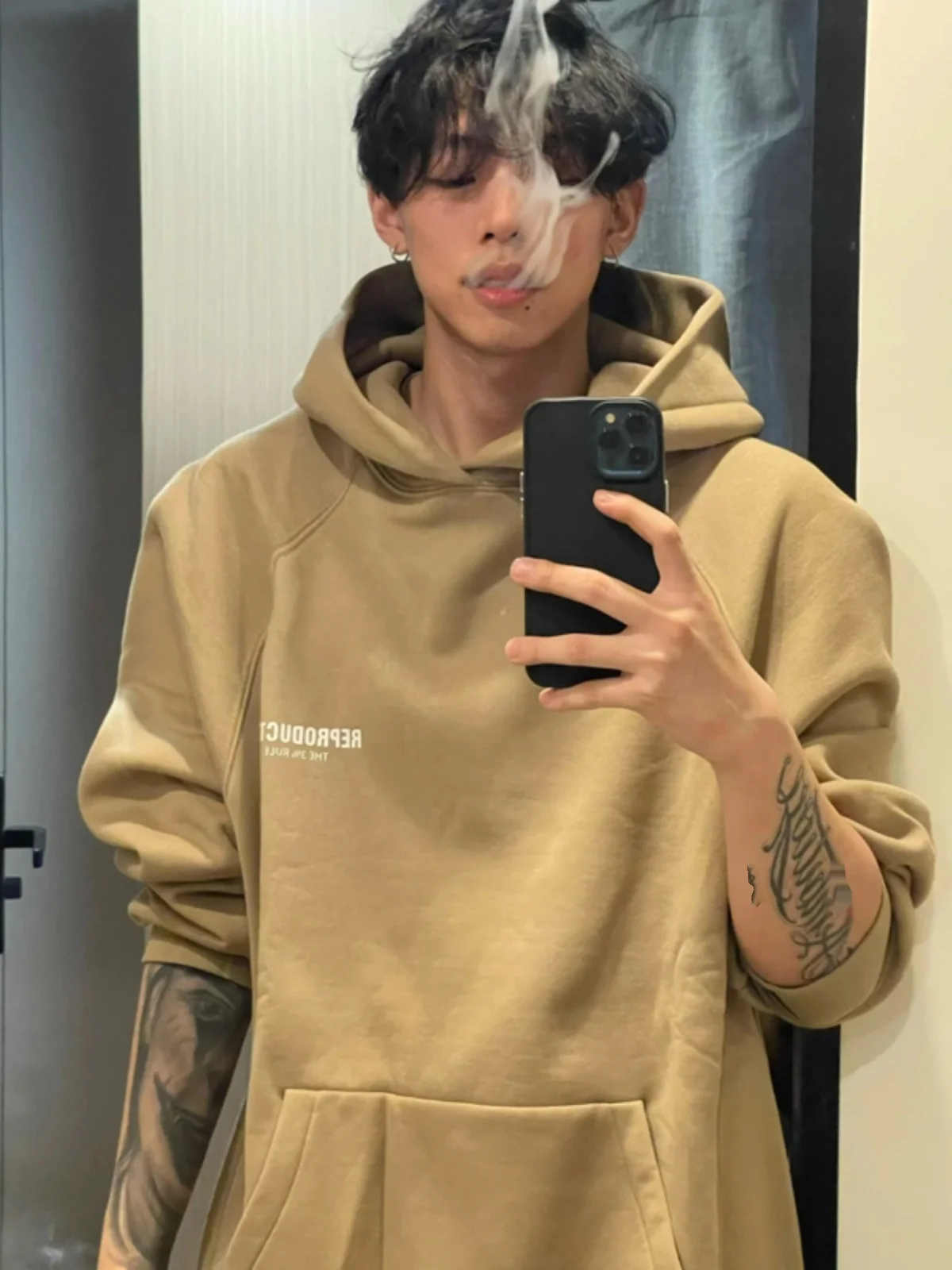 

American Retro Men's Hoodie Heavyweight oulder Sve Autumn Winter Faion Cleanfit Jaet Casual Loose Fit Youth Sle