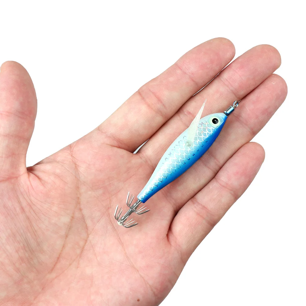 8 سنتيمتر/5.6 جرام توهج خطاف صيد على شكل سمكة المياه المالحة الصيد الطعم الاصطناعي البيض الخشب الروبيان السحر الصيد البحري الأخطبوط الحبار إغراء