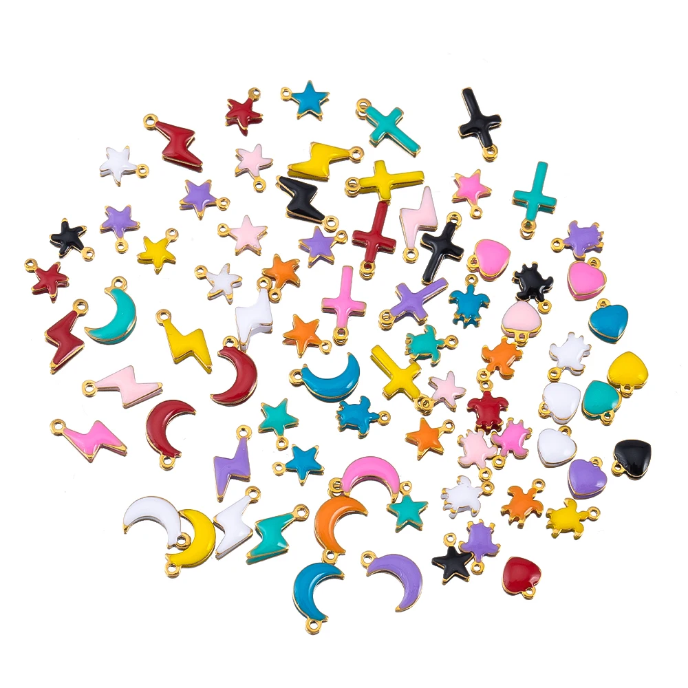 10pcs 20pcs Stainless Steel Min Enamel Colorful Charm Turtle Star Pendant for DIY Women Jewelry Making Necklace Earring Supplies image 5