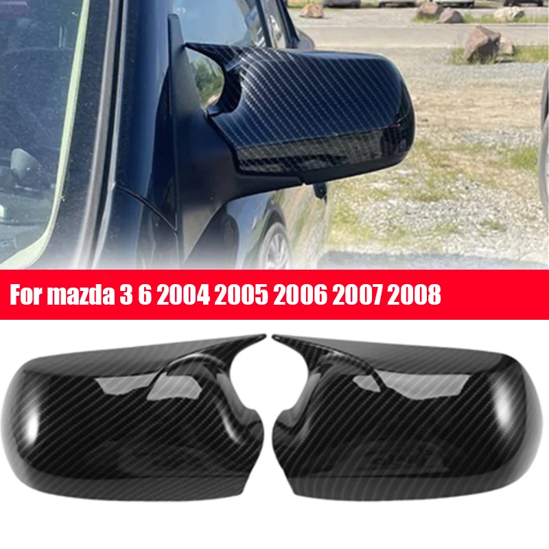 Car Rearview Mirror Cover Paste Decorative Carbon fiber print Automotive supplies For mazda 3 6 2004 2005 2006 2007 2008