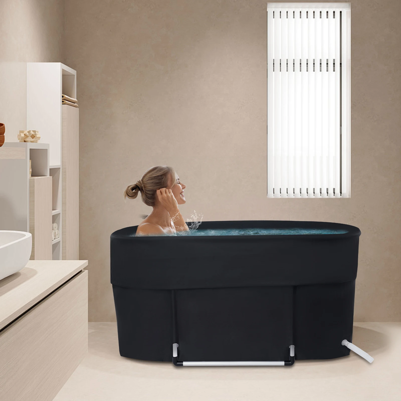 Bañera plegable portátil grande para adultos, bañera de hielo interior y exterior para Spa de inmersión fría, viajes de acampada