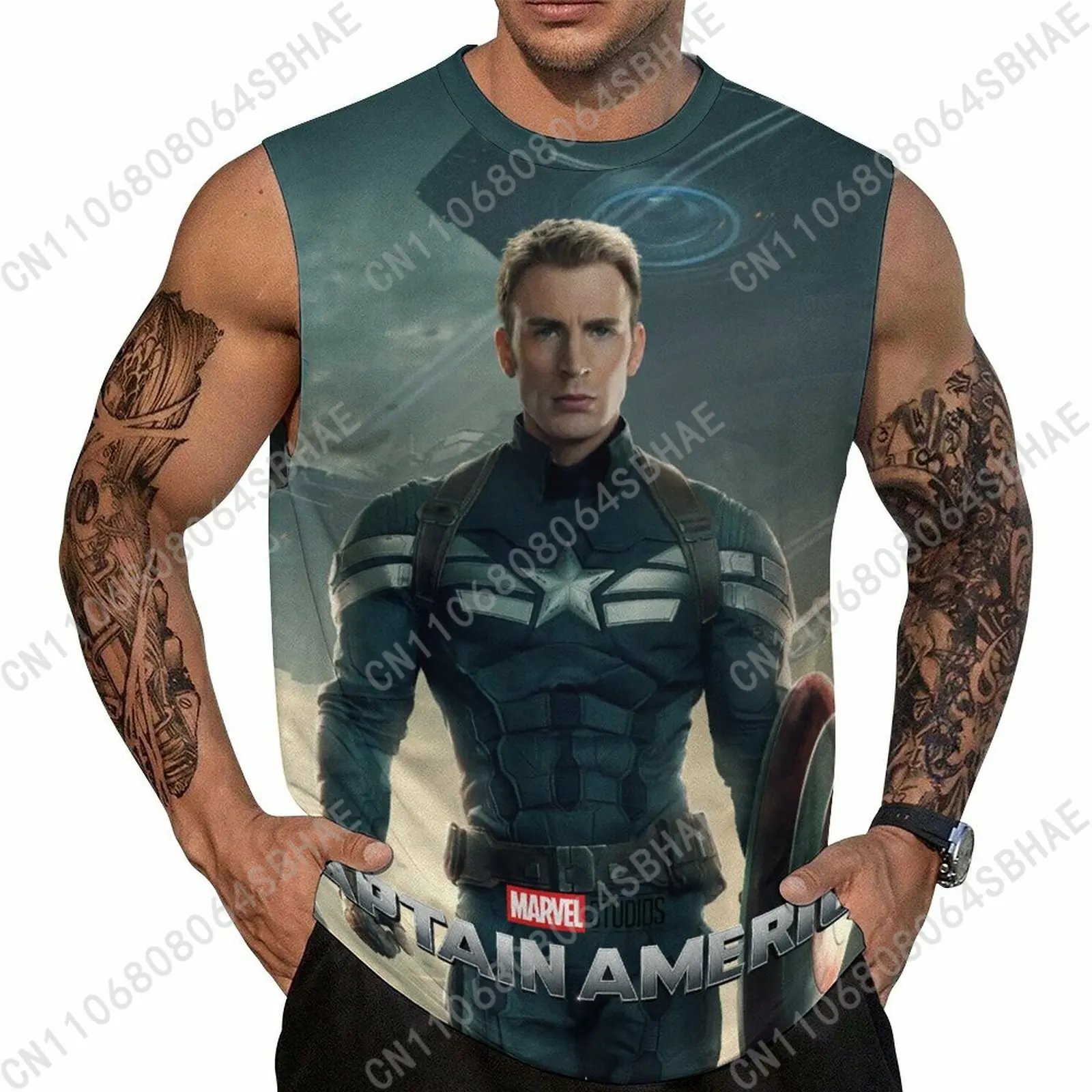 

Marvel Captain America Custom Men's Sleeveless Shirt Personalized Tank Top Wear Summer Vest Tops Men Daily Use Cosplay