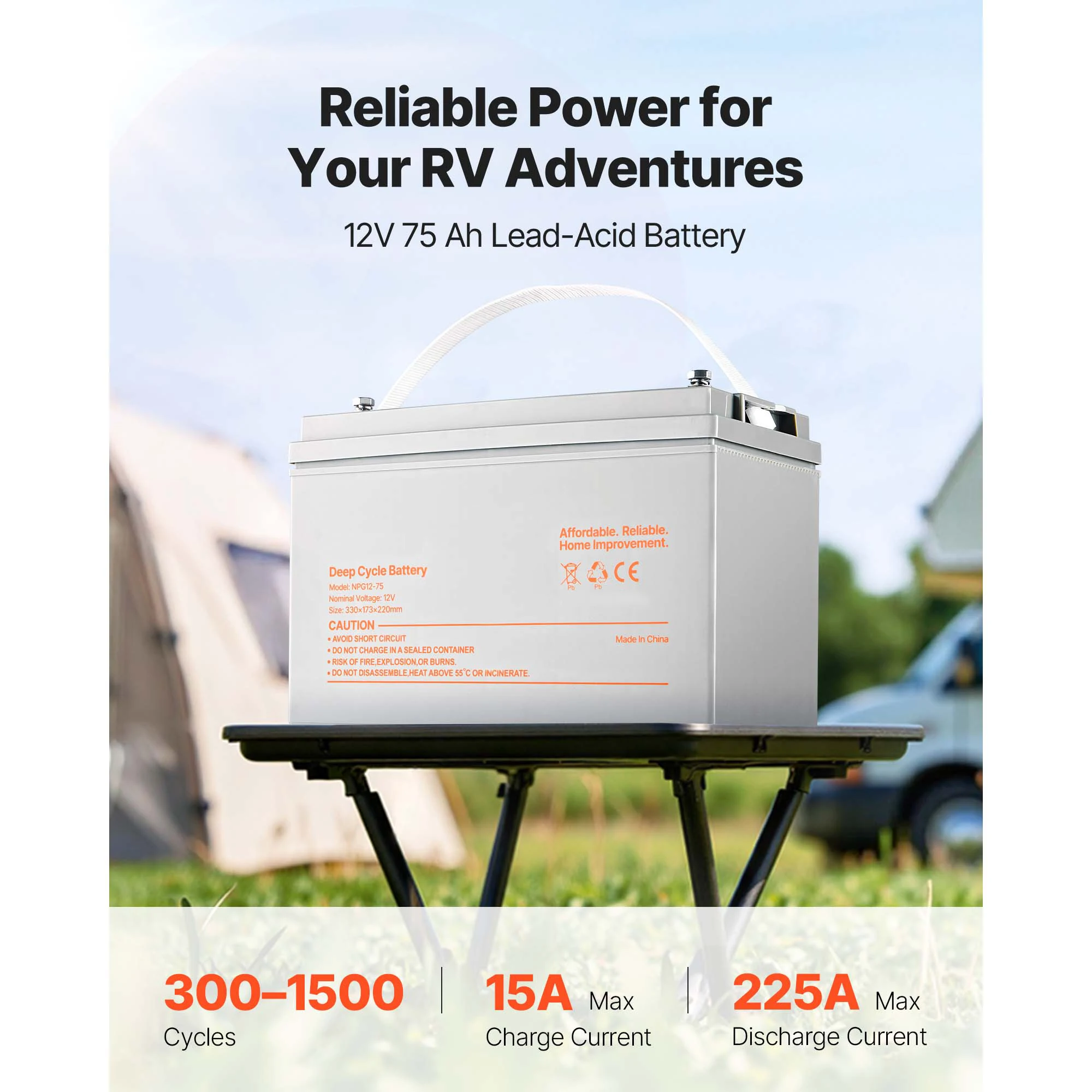 SucceBuy 12V 35Ah/75Ah Deep Cycle Battery Sealed AGM Technology Rechargeable Lead Acid Battery for Electric Mobility Wheelchair
