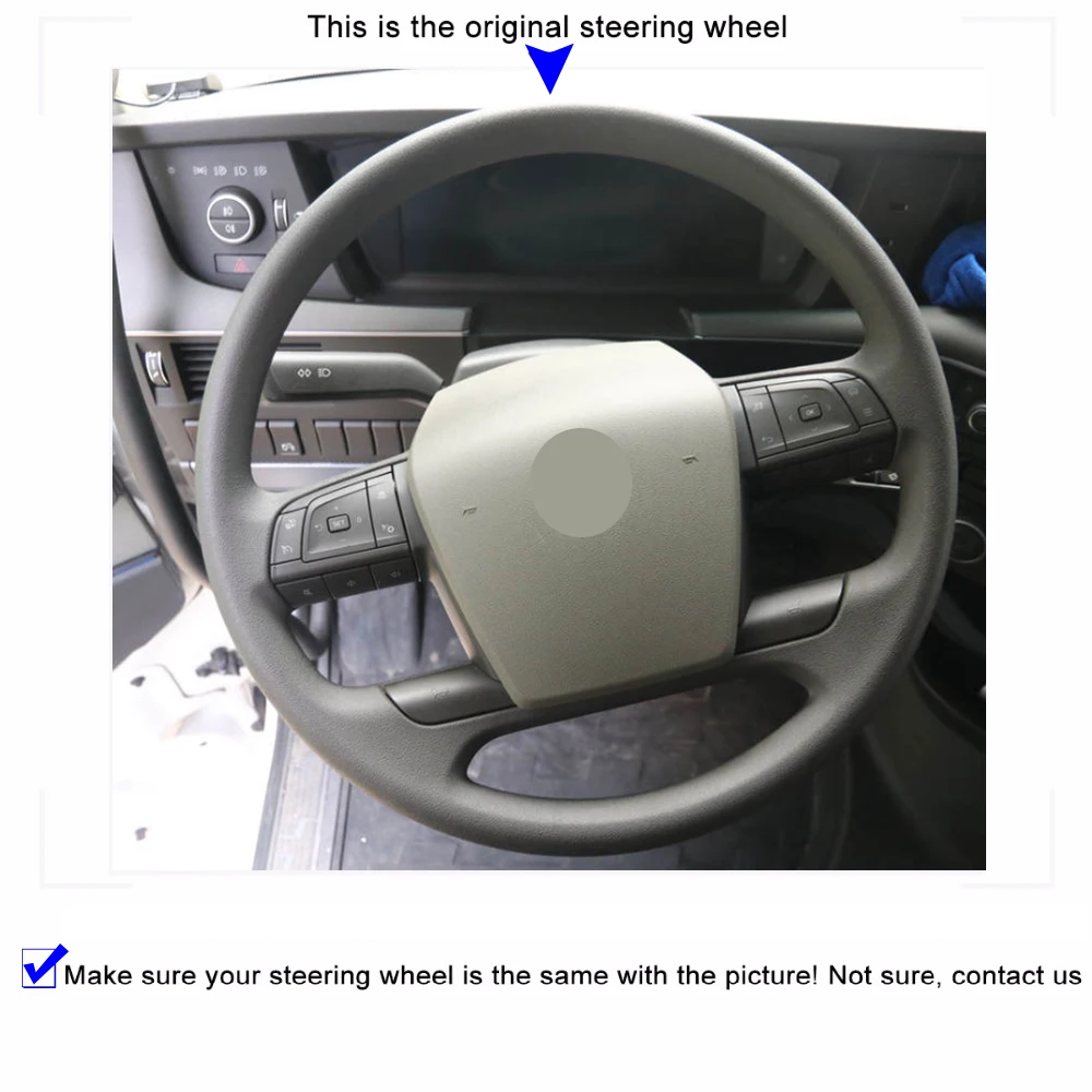 for Volvo VNL VNR FM FH 2017-2025 Custom Car AFC Suede and Genuine Nappa Leather Steering Wheel Cover Auto Interior Accessories
