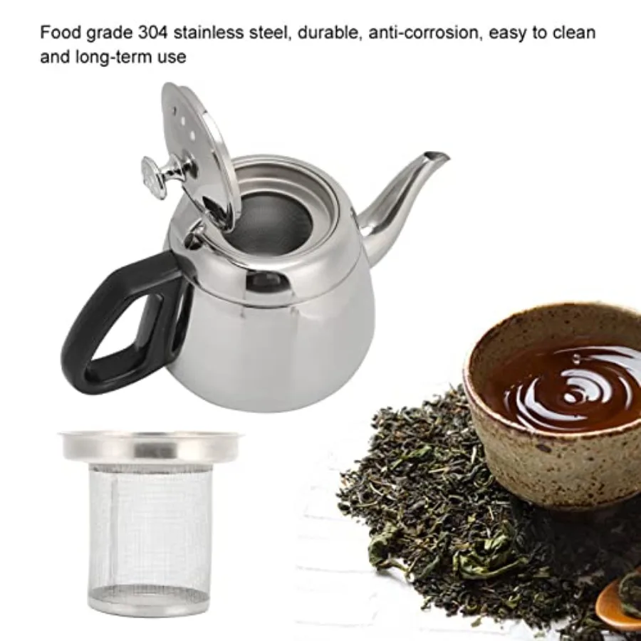 Stainless Steel Whistling Tea Kettle for Stovetop and Electric Use 2L Capacity with PourOver Strainer AntiScalding Handle Suita