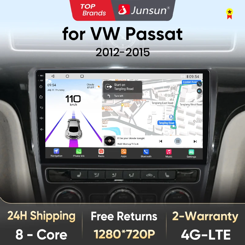 Junsun Qualcomm 8 Core Wireless CarPlay for Apple Android Car Radio for VOLKSWAGEN PASSAT 2012-2015 Car Radio
