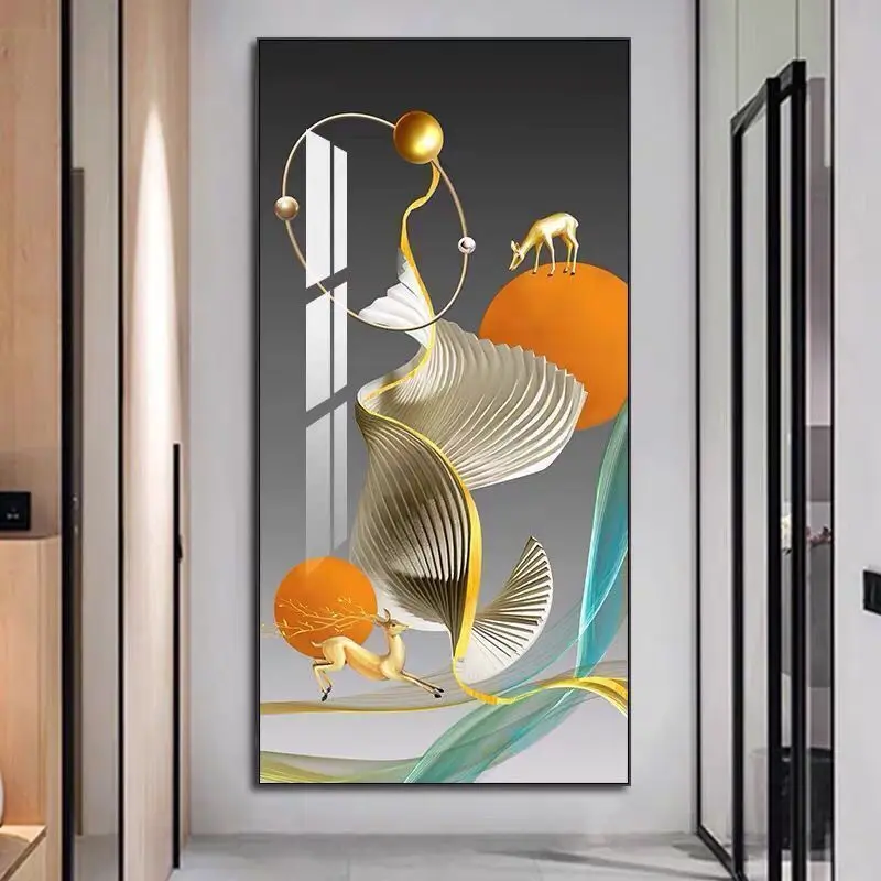 High-Definition Crystal Wall Art Waterproof Anti-Fade Aluminum Alloy Frame Painting Luxury Home Furniture Decoration for Living