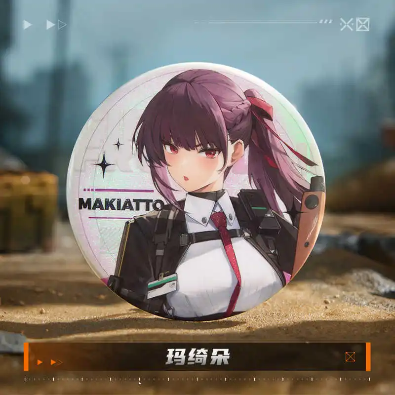 Official GIRLS' Frontline 2:EX Exilium Leva Klukai Qiuhua Makiatto Badge Button Brooch Pins Accessories Anime Figure view 6