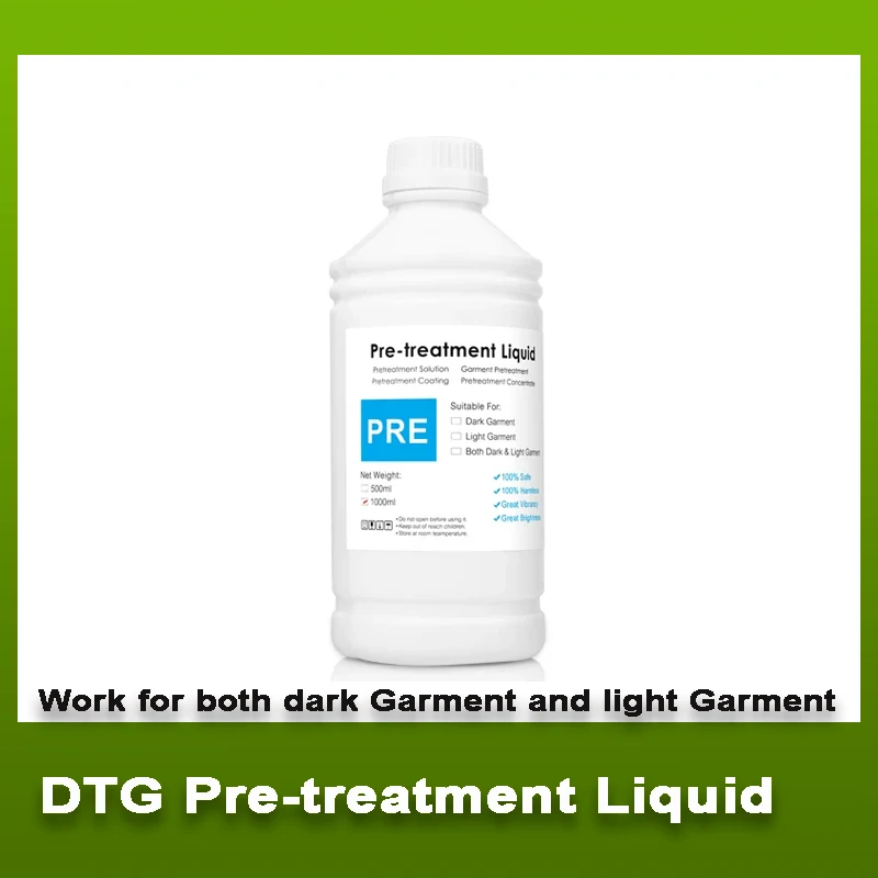 Líquido de pretratamiento directo a prendas para prerecubrimiento de tinta pigmentada textil para impresora DTG antes de imprimir líquido ligero y oscuro