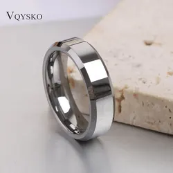 VQYSKO Classic Jewelry 6mm Men Women Simple Rings Polish Double Hypotenuse Tungsten Steel Ring Wedding Band Engagement Ring