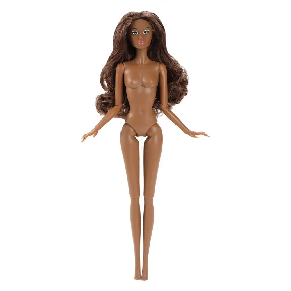 Juguete para niñas, supermodelo europeo, muñeca desnuda, vestido de pelo rizado, modelo de muñeca 1/6, cuerpo de figura de acción de piel oscura de 32cm, regalo para niños