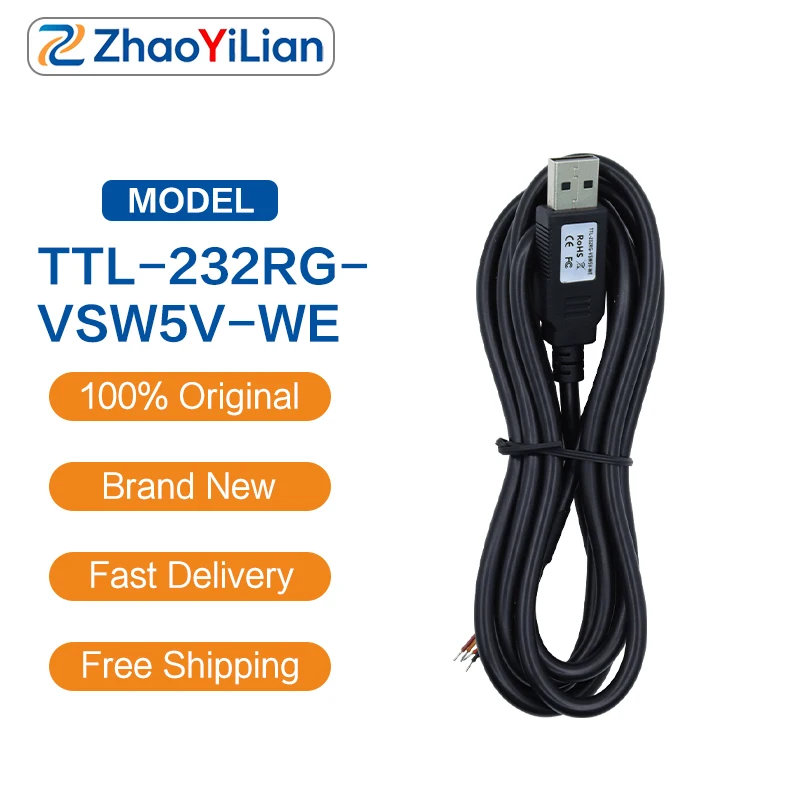For TTL 232RG VSW5V WE FTDI FT232RQ USB To 5V TTL UART Serial Cable 1.8M Wire Ended Converter