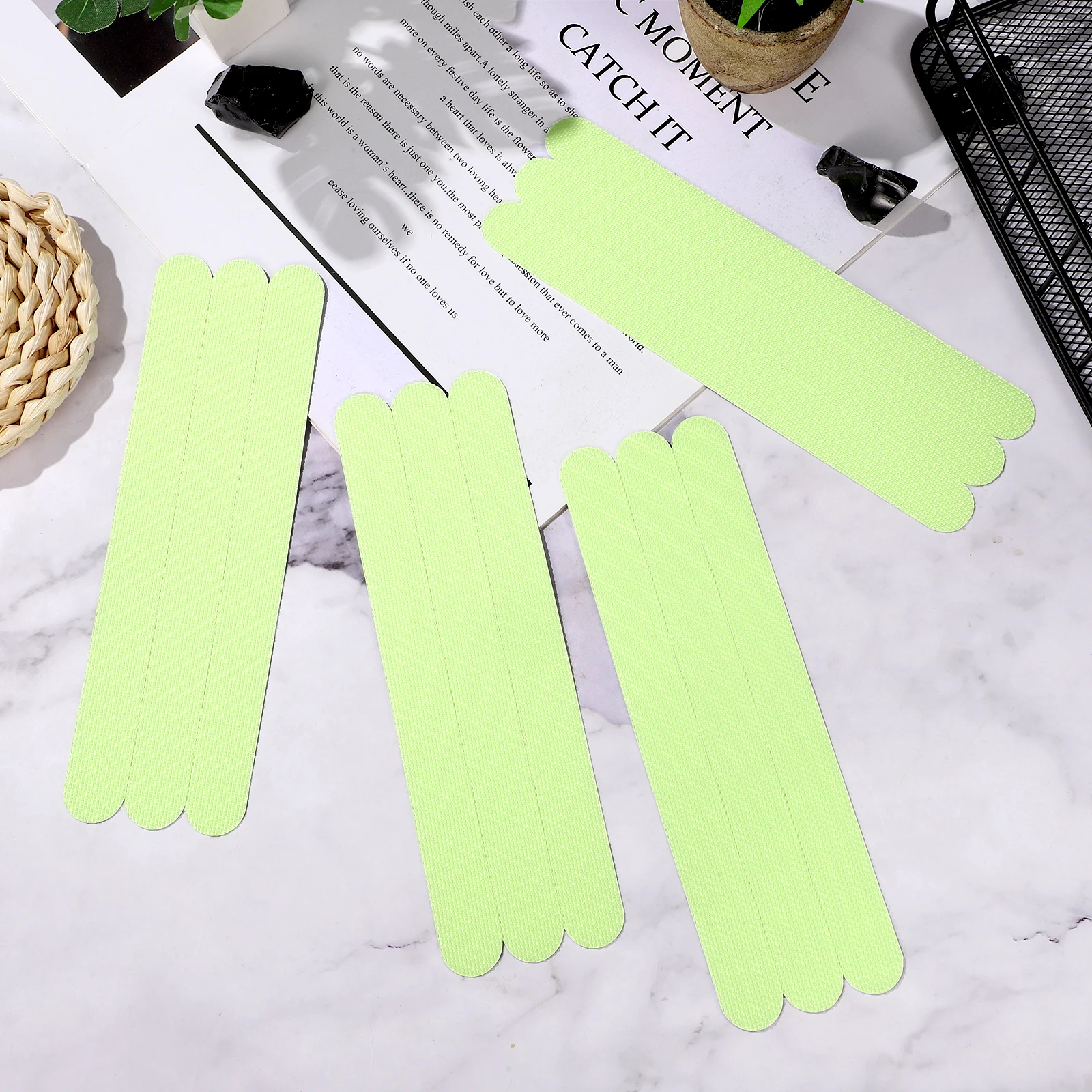 24 Pcs Anti Slip Tape Stairs Strips Glow Dark Non Skid Stickers Reflective Stair Tread Safety Strips for Steps Ramps Bathroom