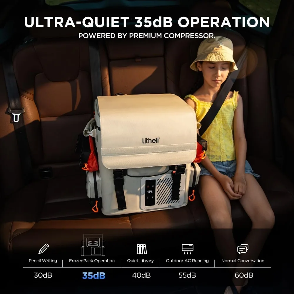 مبرد وفريزر كهربائي محمول سعة 20 لتر، ثلاجة سيارة 12 فولت مع بطاريتين، نطاق درجة الحرارة -4 إلى 68 ° F، مثالي للسفر