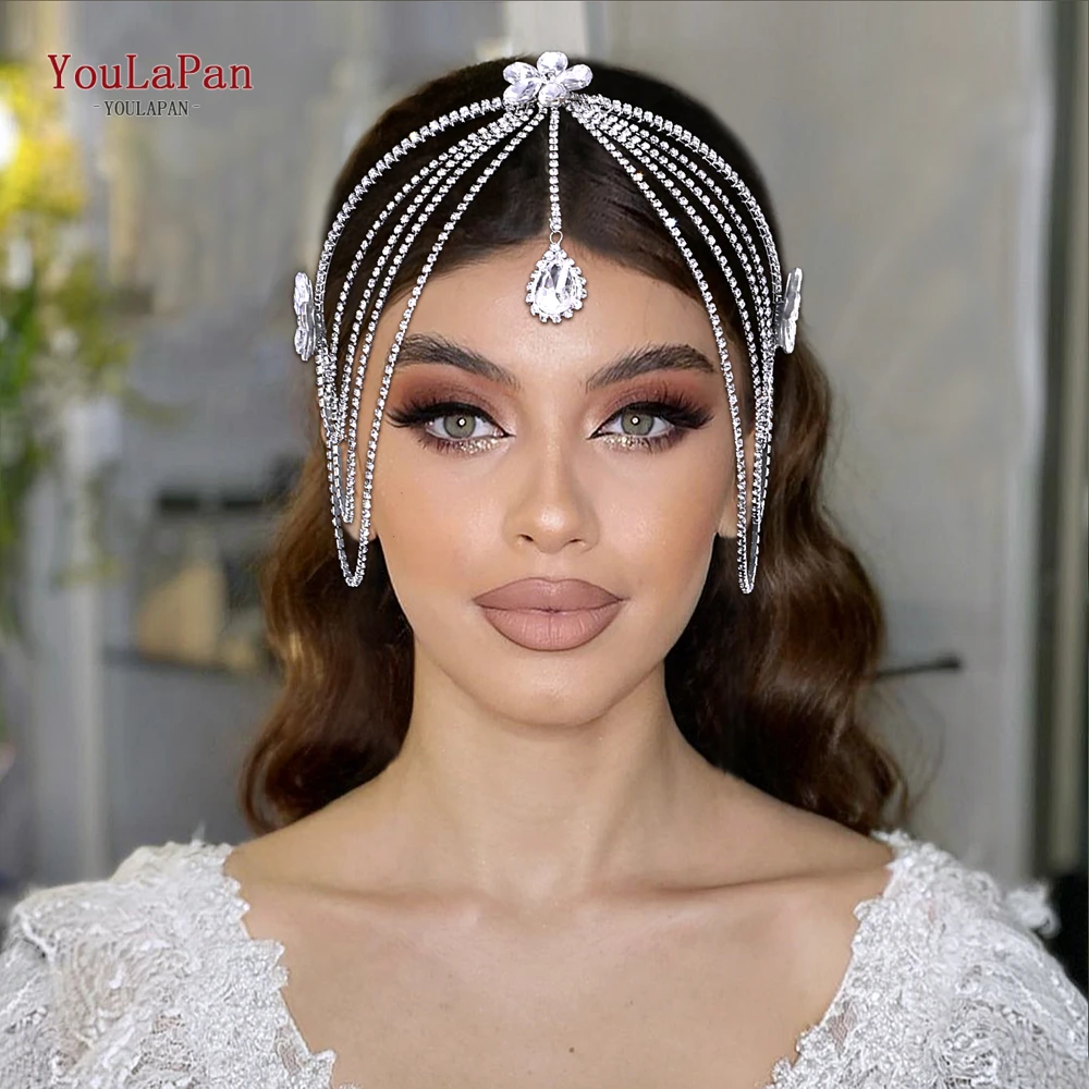 

YouLaPan Elegant Bridal Wedding Hair Curtain Handmade Diamond Chain Weaving Exquisite Women Banquet Dance Hair Accessories HP763