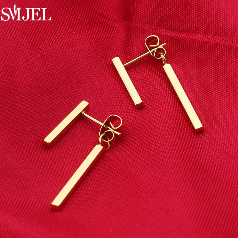 Minimalist T Bar Drop Earrings for Women Punk Long Stick Earings Rose Gold Color Stainless Steel Ear Piercing Jewelry Brincos