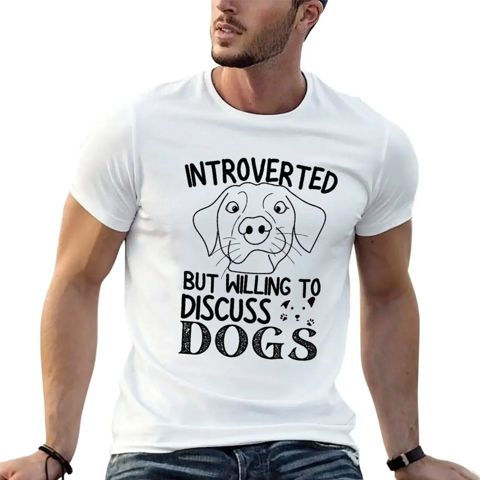 Introverted But Willing To Discuss Dogs T-Shirt customs kawaii clothes designer t shirt men