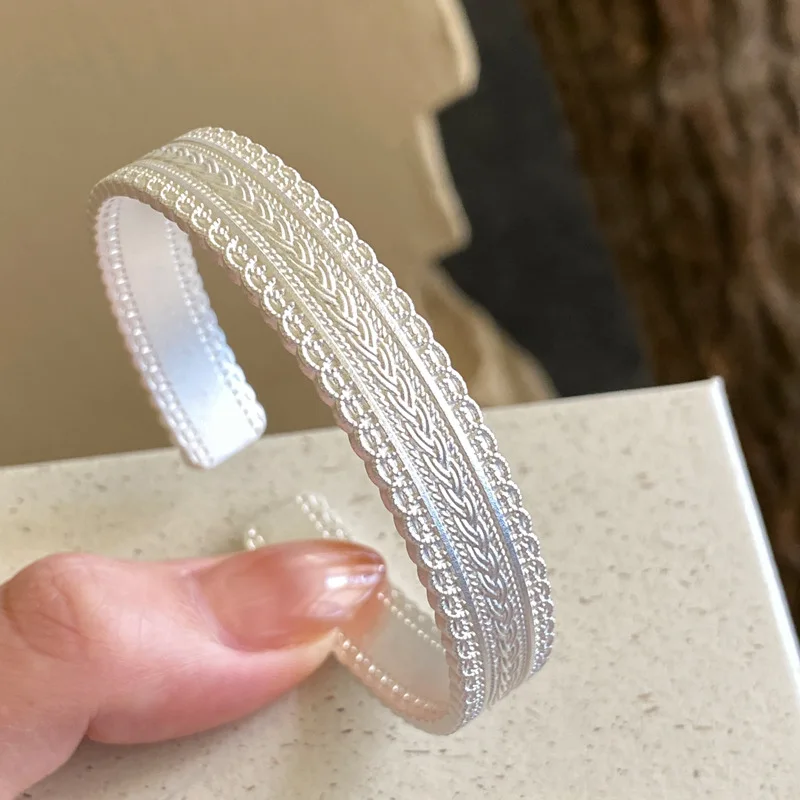 S999 Sterling Silver Ancient Method Wealth-Bringing Belted Pure Silver Bracelet New Chinese Style Versatile Design