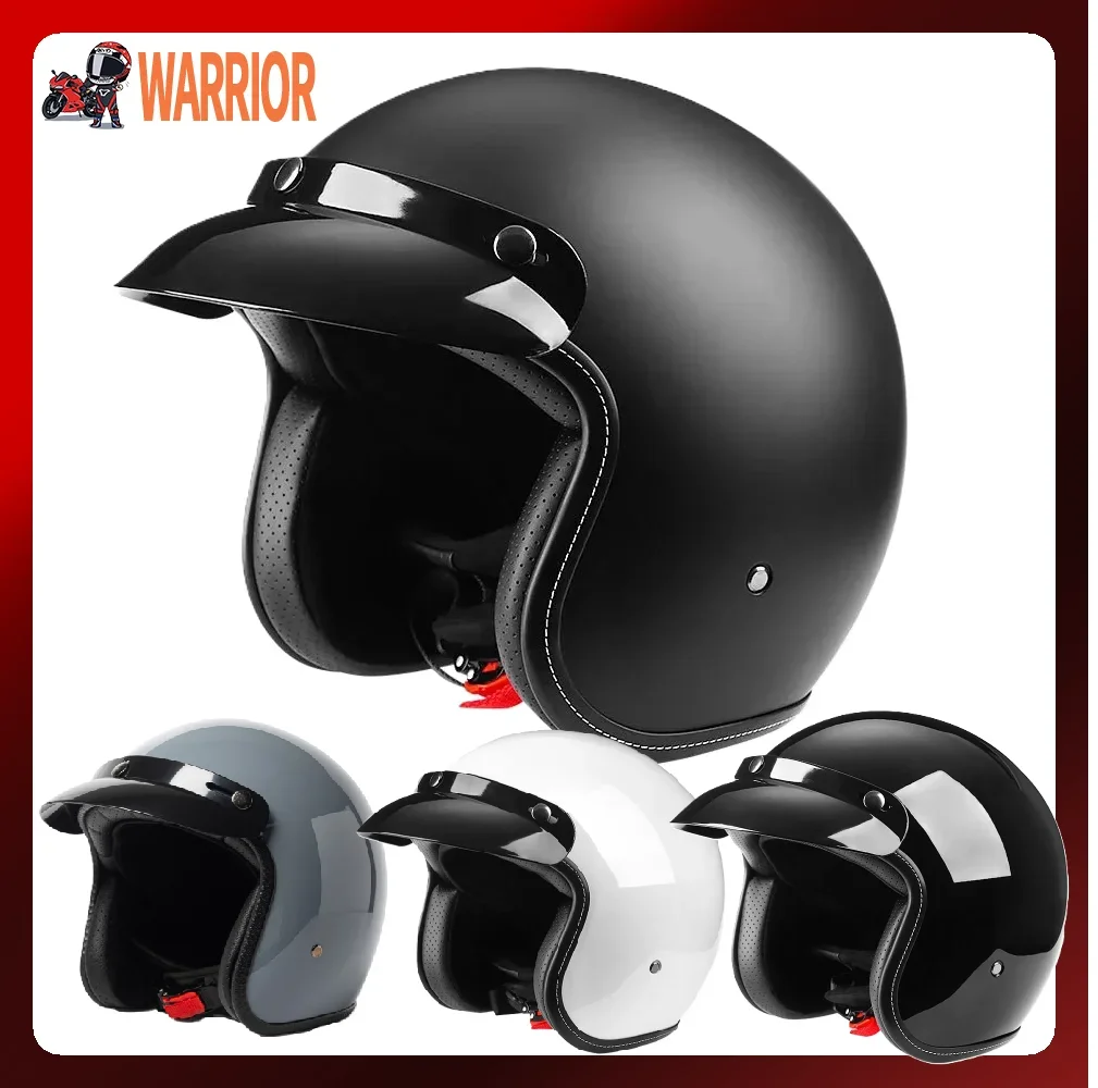 Retro Motorcycle Helmet High Quality Fashion Open Face 3/4 Vintage Helmets Cafe Racer Chopper Capacete Casco Moto DOT Approved