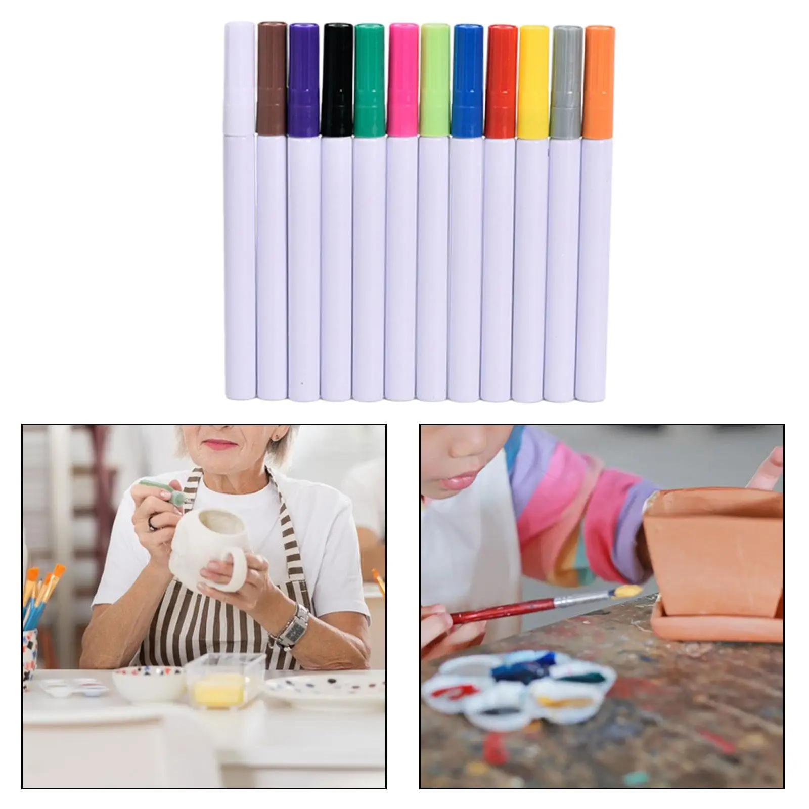 12Pcs Pottery Art Overglaze Marker Pen Glaze Markers Ceramic Marker Pen