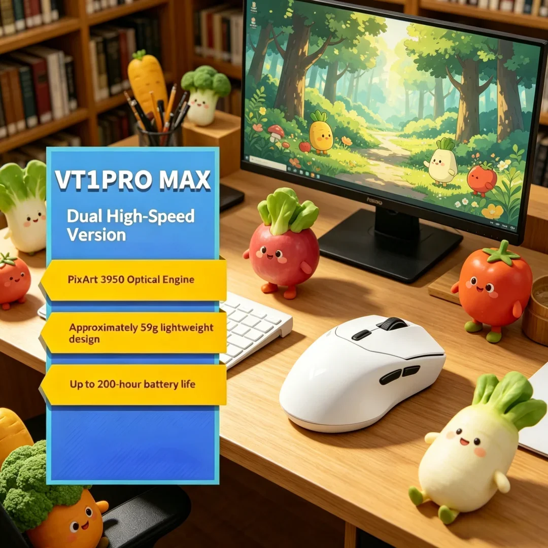 RAPOO VT1PRO MAX Wireless Gaming Mouse 59g Featherlight 8KHz Polling Rate 30000DPI 9 Programmable Buttons Peerless Optical