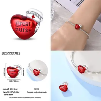 100% 925純銀愛心藥盒珠子醫療守護吊墜,適合原創女士手鍊DIY首飾製作禮品 8 最佳銷售 藥丸護符 - №8