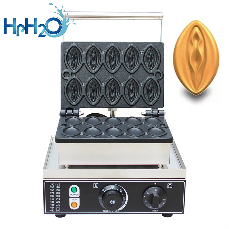 Commercial 10 PCS Hot Dog Baker,Abalone Shape Waffle machine,Female Pussy Grill Baker,Non Stick Stainless Steel,Fun Snacks